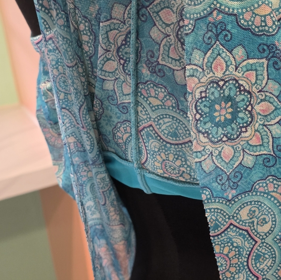 Vintage Fairy Teal Mesh Tankini Top Beach House 14 Tiered Mandala Print - Picture 6 of 15